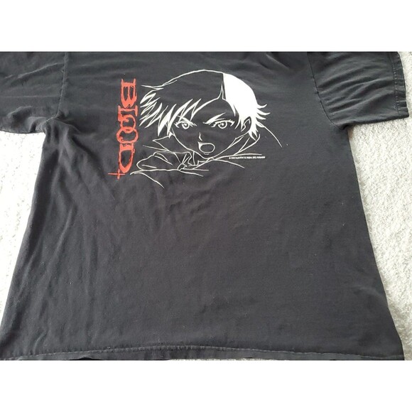 Blood Large Cotton Black Logo Sun Faded Short Layer Sleeve Tee Shirt - Picture 8 of 10